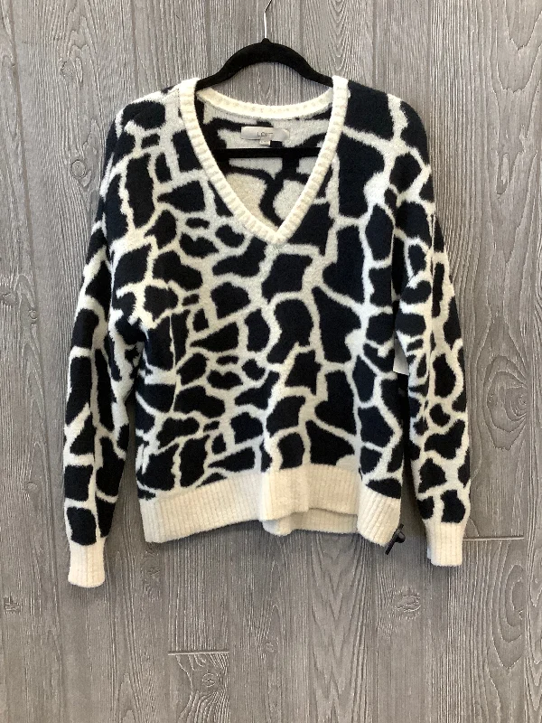 Sweater By Loft In Black & Cream, Size: S