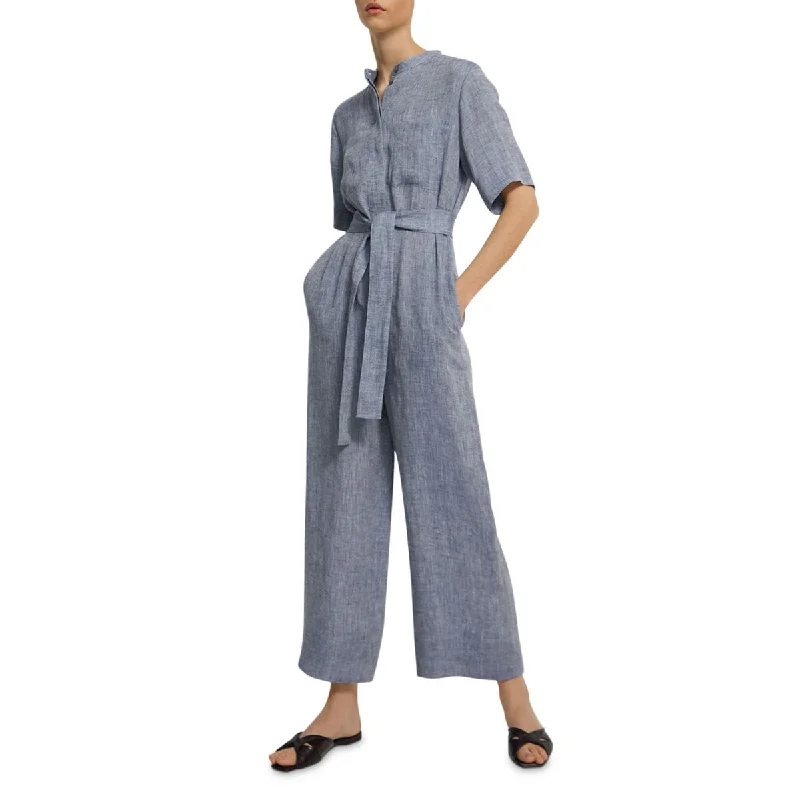 Theory Womens Drape Hemp Hemp Pockets Jumpsuit