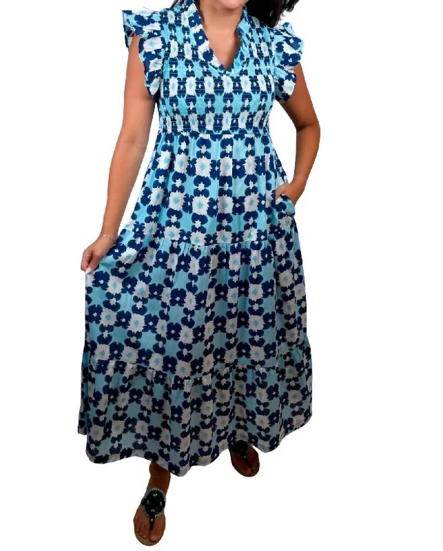 Lily Game Day Midi Dress In Blue