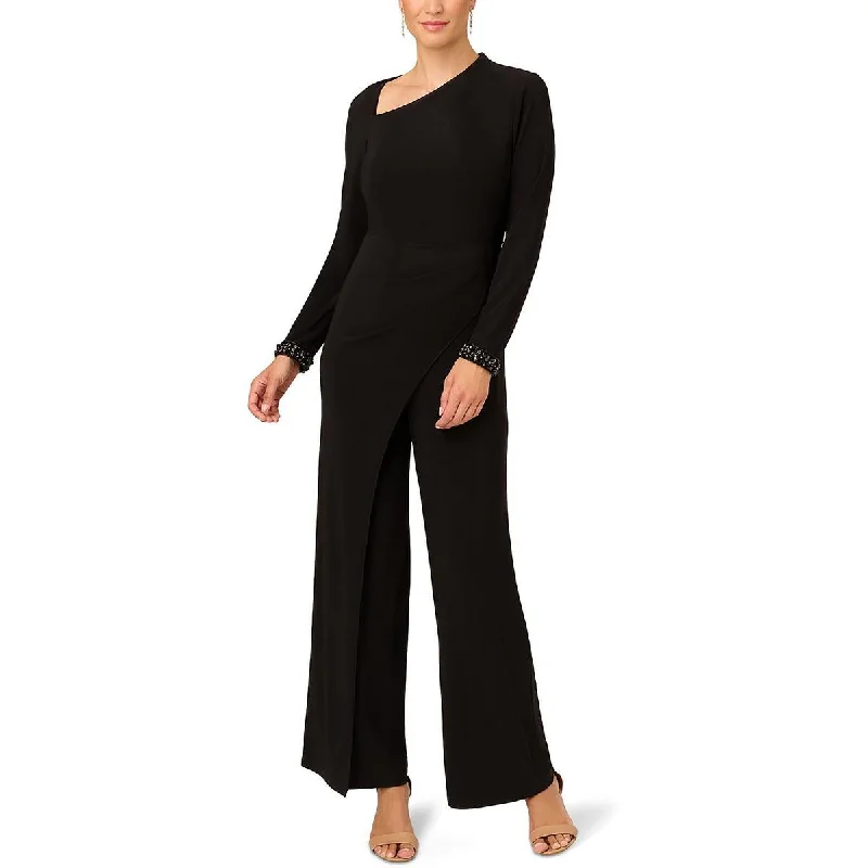 Adrianna Papell Womens Asymmetric Wide Leg Jumpsuit