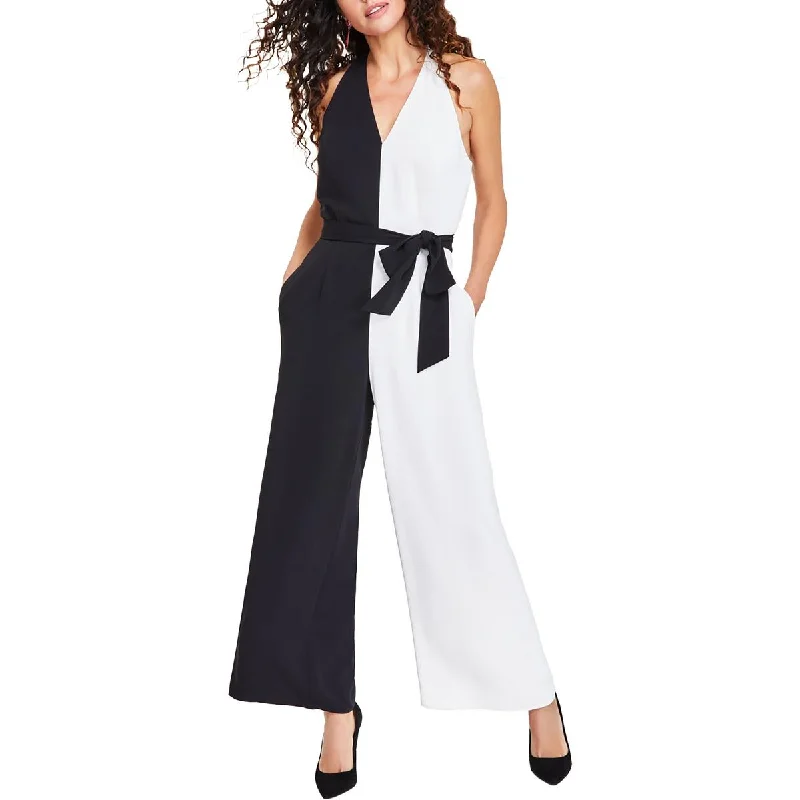 INC Womens Belted One Shoulder Jumpsuit