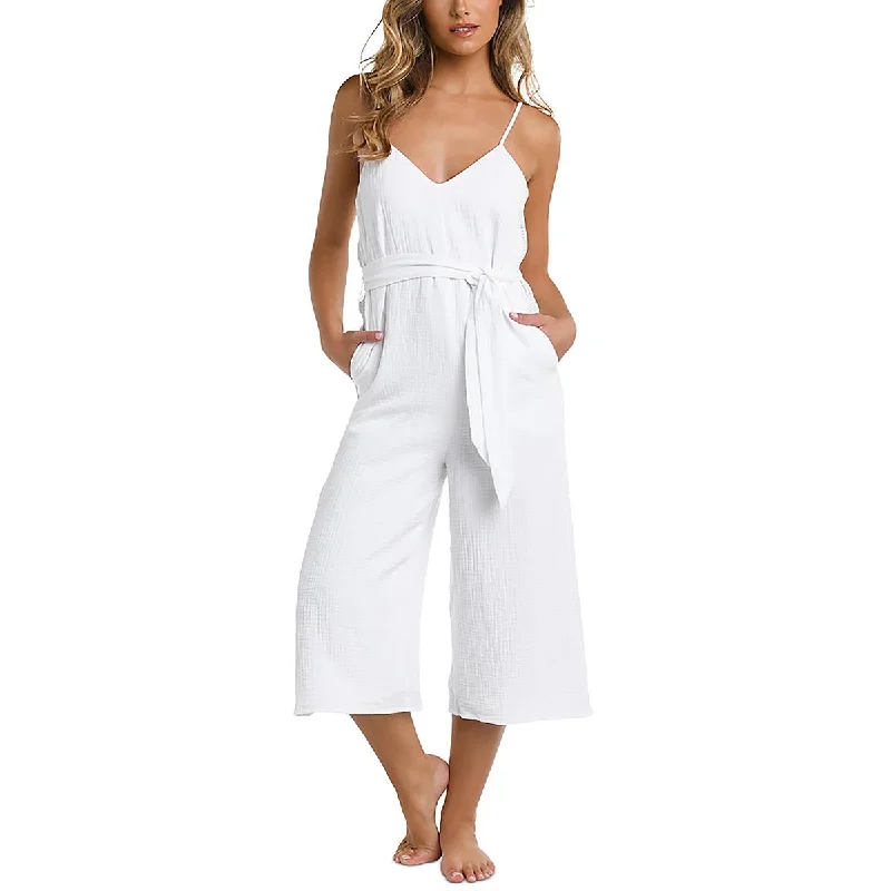 La Blanca Womens Cotton Belted Jumpsuit