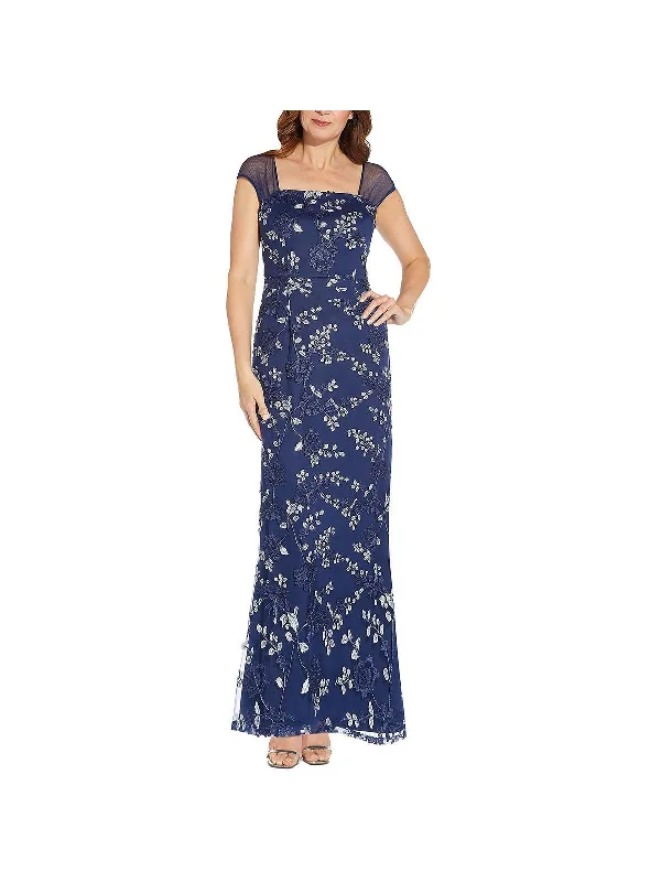 Womens Embroidered Mermaid Evening Dress