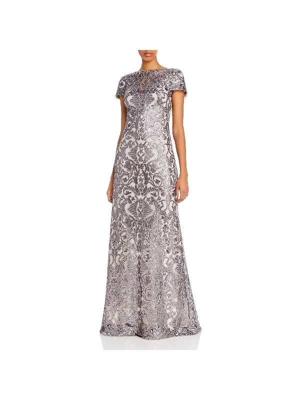 Womens Lace Sequined Evening Dress