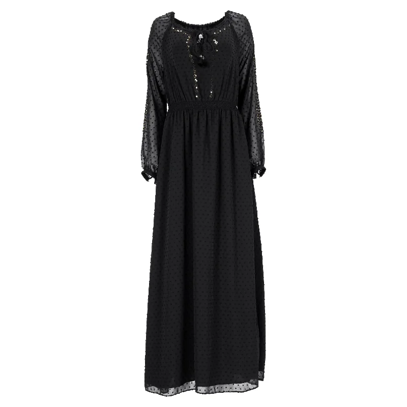 Altuzarra x Target Swiss Dot Maxi Long Sleeve Dress in Black Polyester