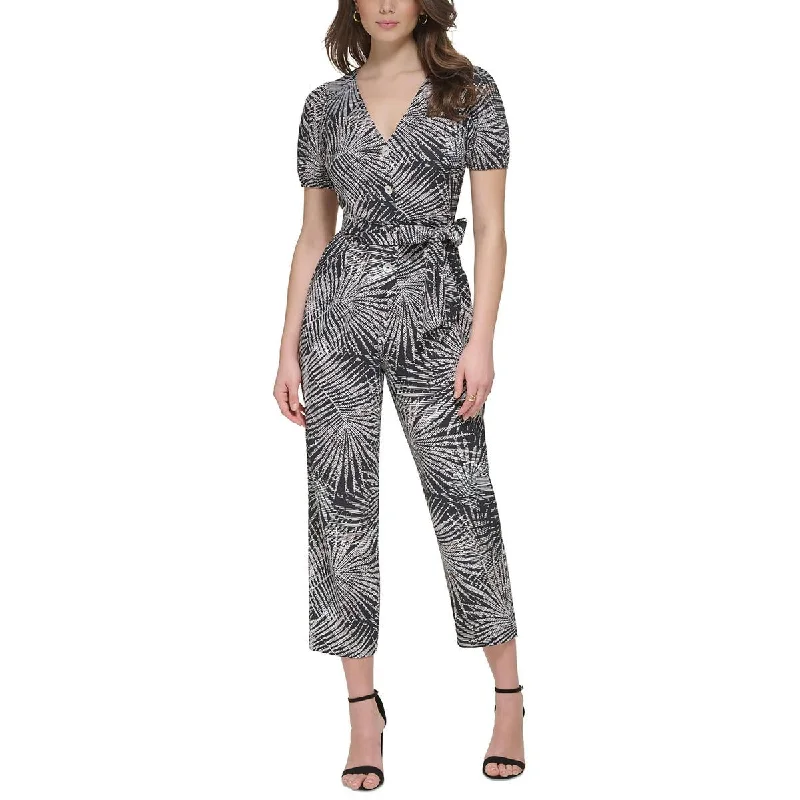 Kensie Womens Printed Wide Leg Jumpsuit