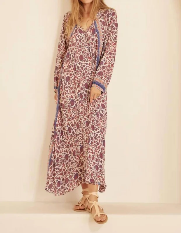 Fiore Maxi Dress In Bloom Print Lapis/coral