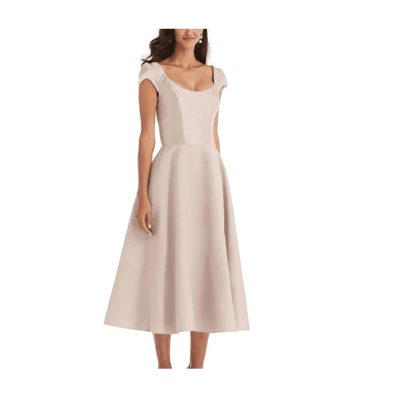 Satin Midi Cocktail And Party Dress In Cameo Pink