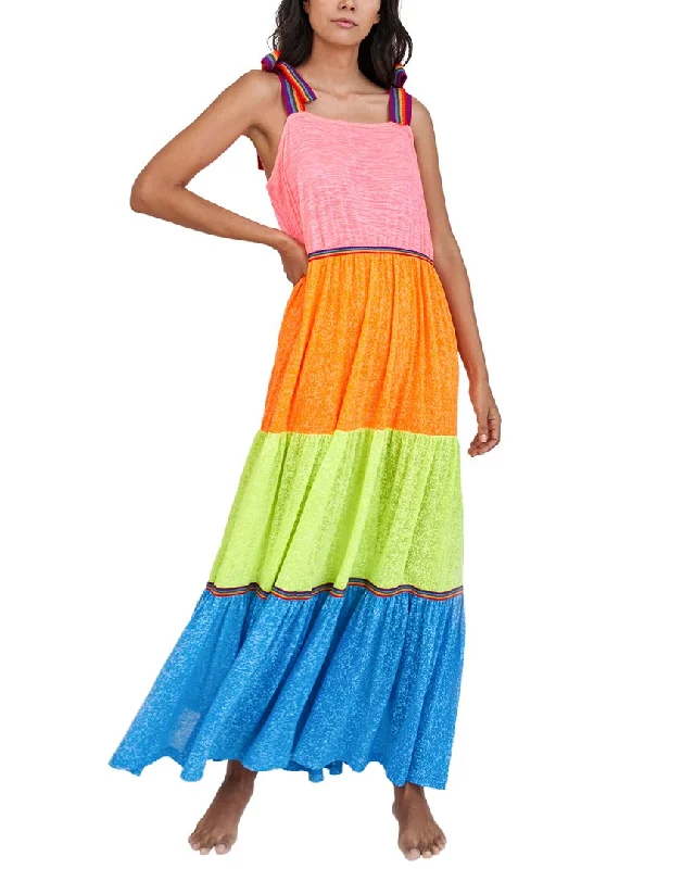 Pitusa Rainbow Bowtie Strapless Maxi Dress