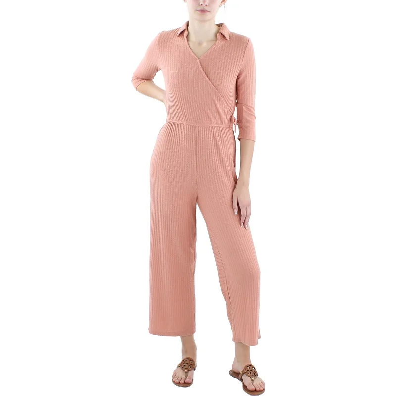 Speechless Womens Waffle Wide Leg Jumpsuit