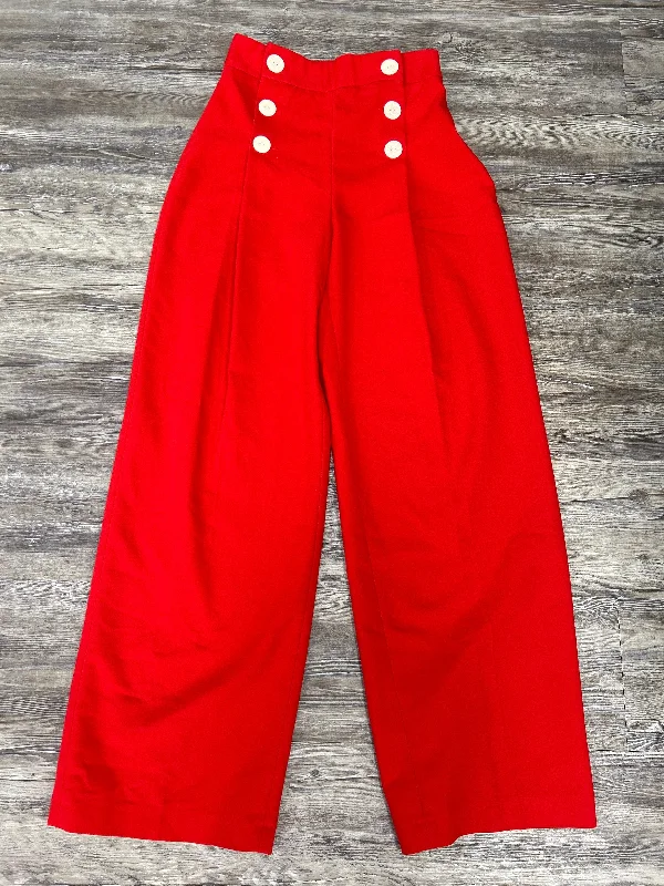 Pants Wide Leg By Zara In Red, Size: Xs