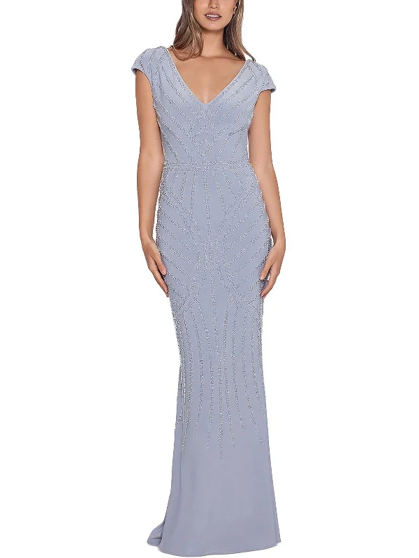 Womens V-Neck Maxi Evening Dress