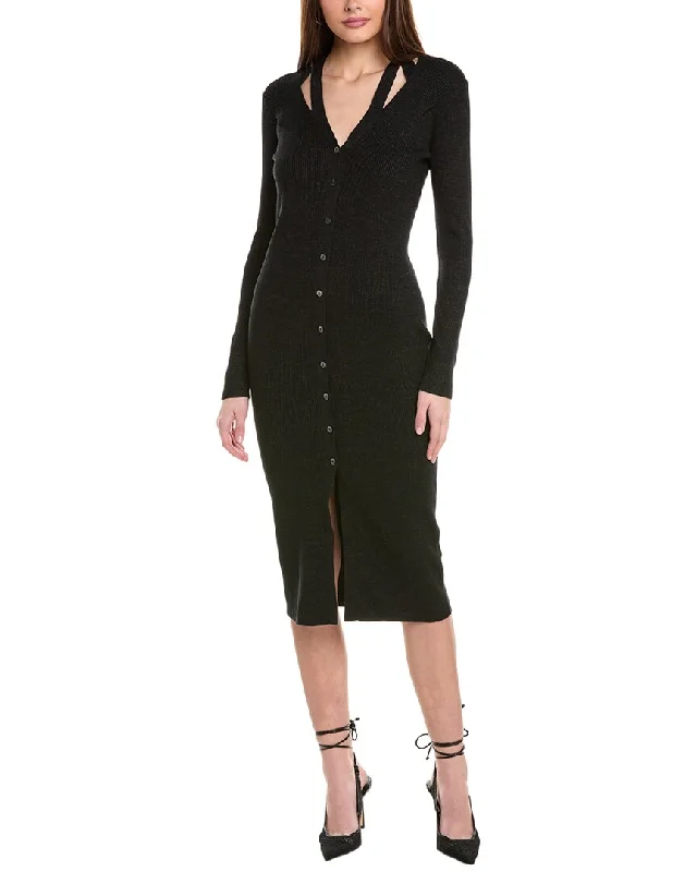 Hugo Boss Facene Wool-Blend Midi Dress