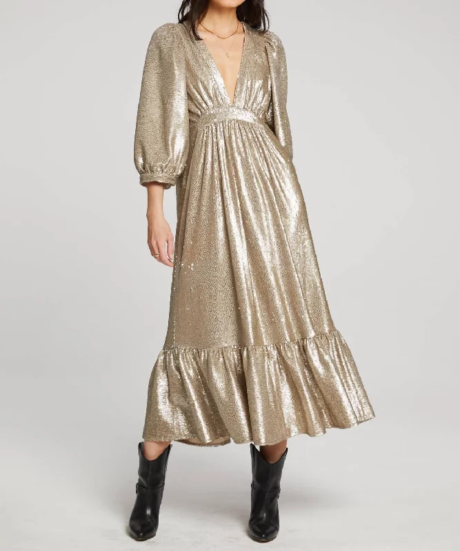 Starry Night Maxi Dress In Gold