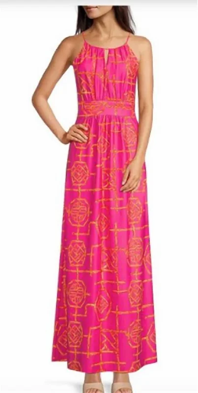 Mia Maxi Dress in Bamboo Lattice Pink