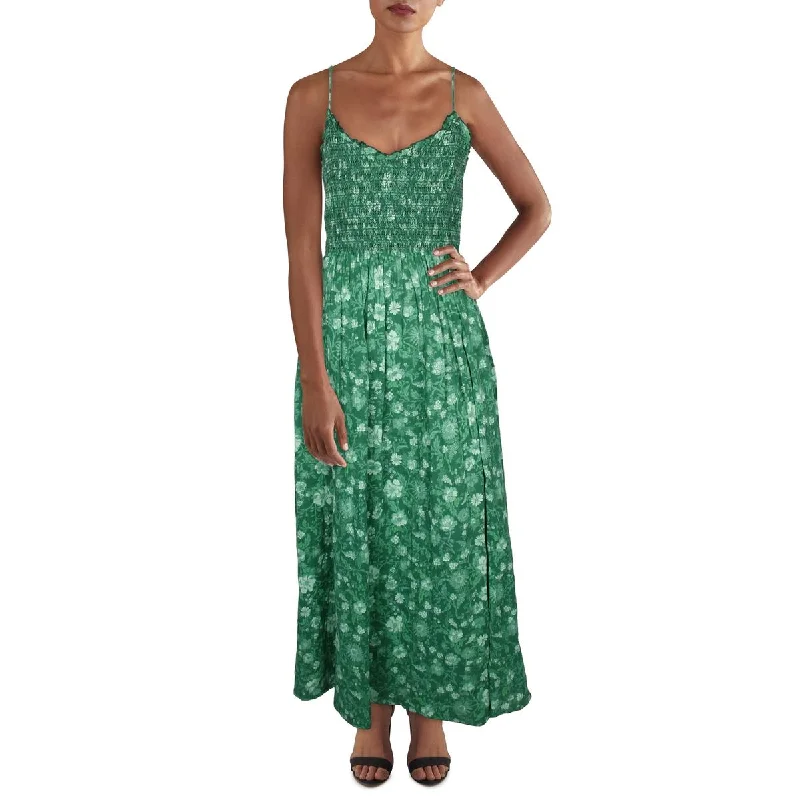 Womens Printed Ruffled Maxi Dress