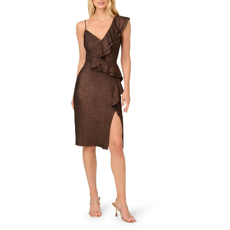 Womens Foiled Knit Cocktail And Party Dress