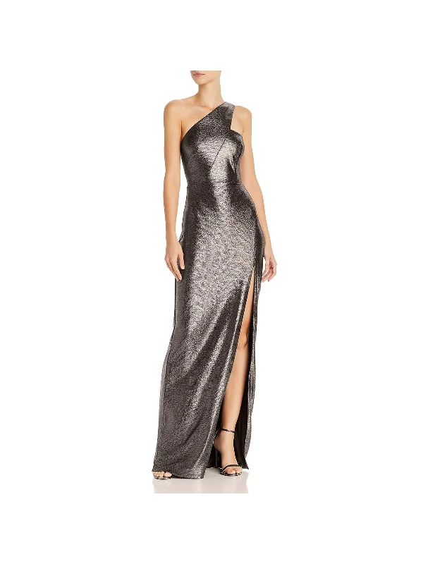 Womens Metallic Cut-Out Formal Dress