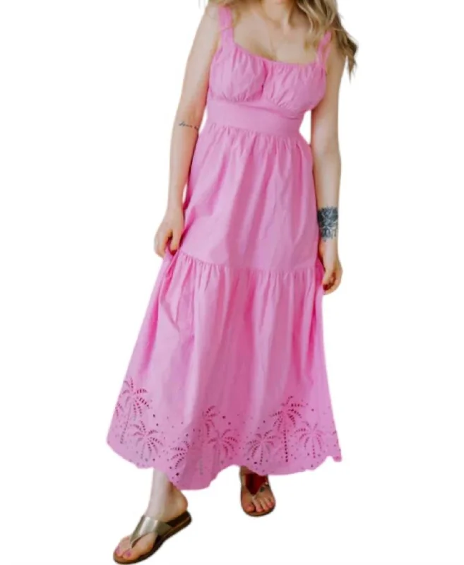 Back Tie Midi Dress In Pink