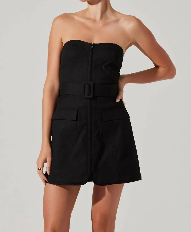 Deniz Strapless Mini Dress In Black