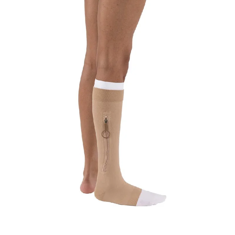 JOBST UlcerCARE 2-Part Compression System with Liners, 40+ mmHg, Knee High, Open Toe, Beige, with Zipper