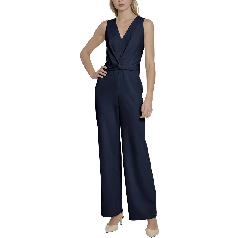 Maggy London Womens Tie-Front V-Neck Jumpsuit