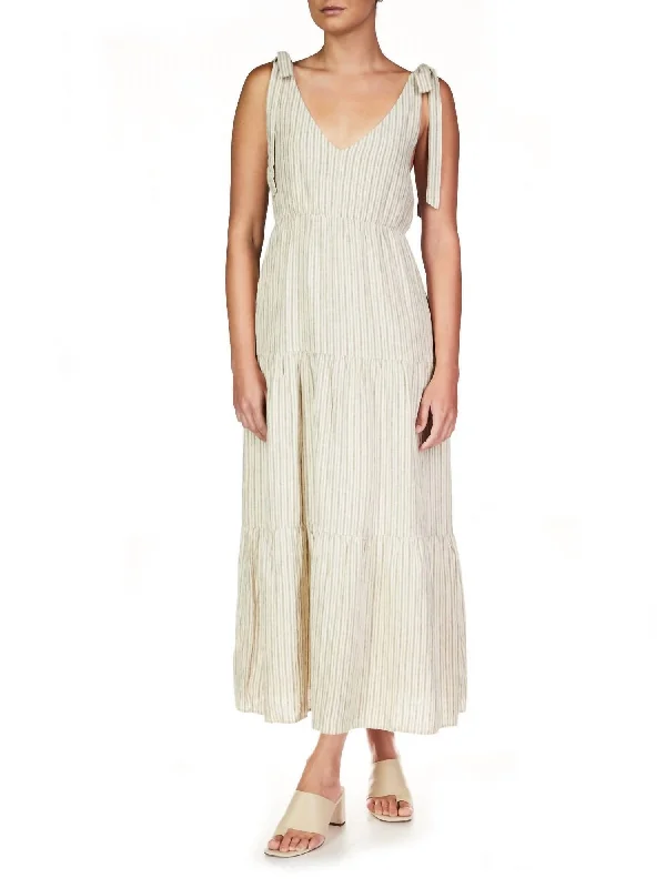 Move Your Body Striped Maxi Dress In Eco Olive Stripe