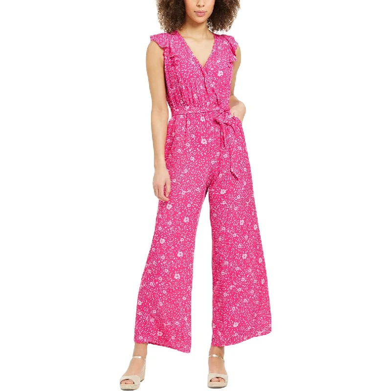 Charter Club Womens Floral Ruffled Jumpsuit