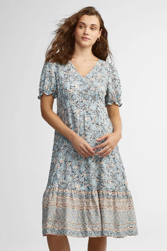 Robe manches courtes imprimée florale - Femme