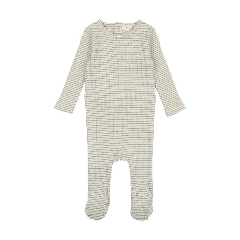 Lil Legs Ribbed Footie - Green Stripe