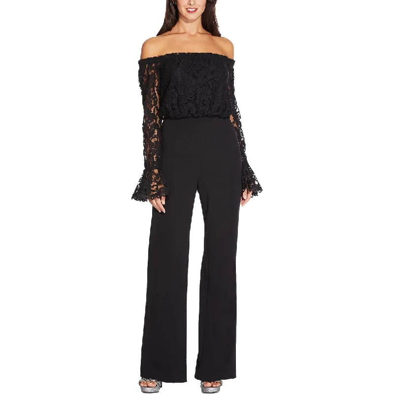 Adrianna Papell Womens Lace Inset  Jumpsuit