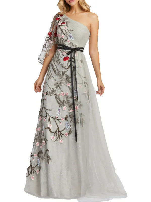 Womens Embroidered Long Evening Dress