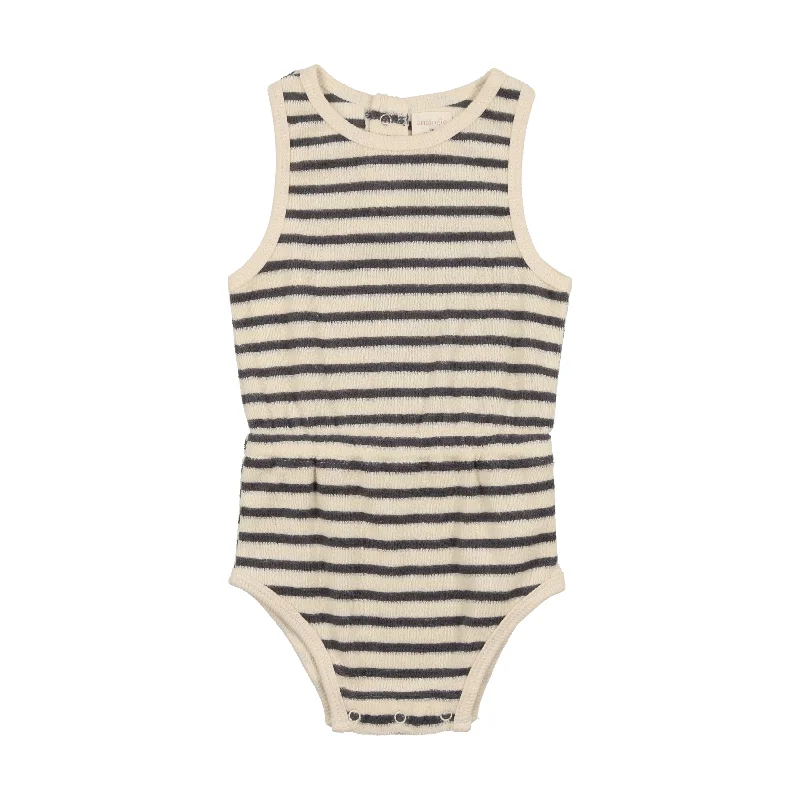 Analogie Terry Romper - Off Navy Stripe