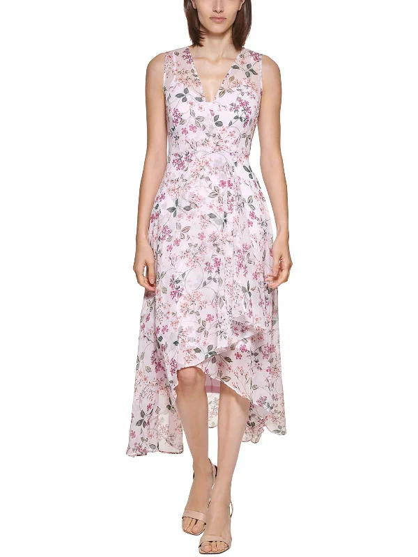 Womens Floral Surplice Maxi Dress