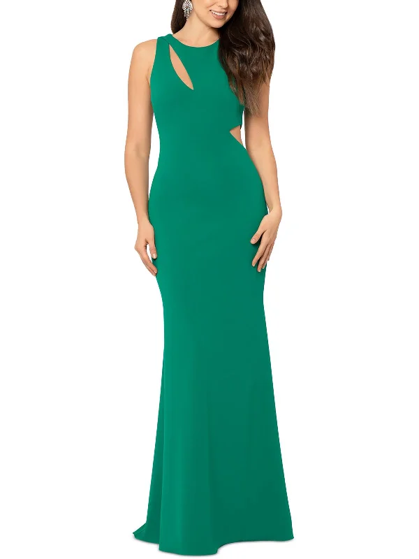 Womens Crepe Long Evening Dress