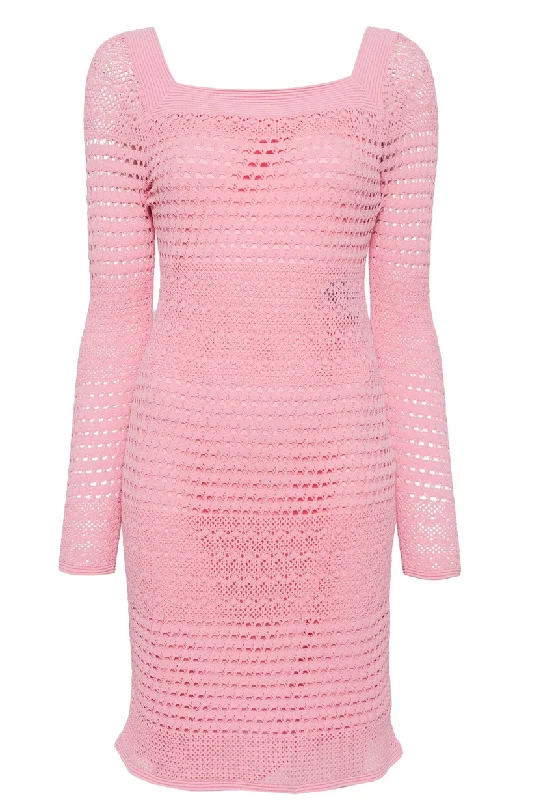 Tom Ford Womens Open Knit Square Neck Mini Dress In Pink