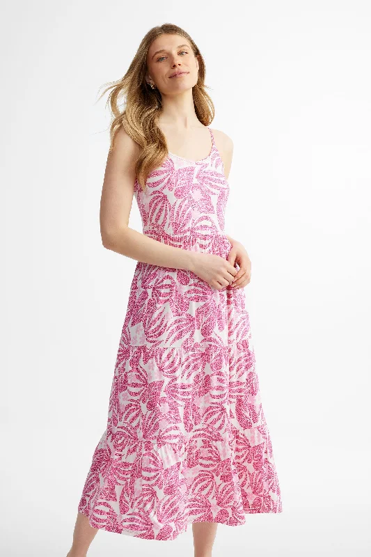 Robe longue volants étagés imprimé floral - Femme