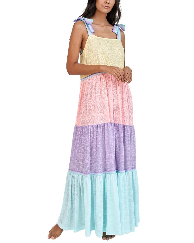 Pitusa Rainbow Bowtie Strapless Maxi Dress