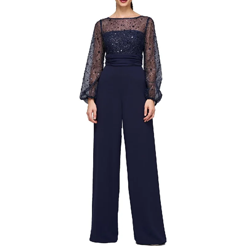 JS Collections Womens Embellished Illusion Jumpsuit