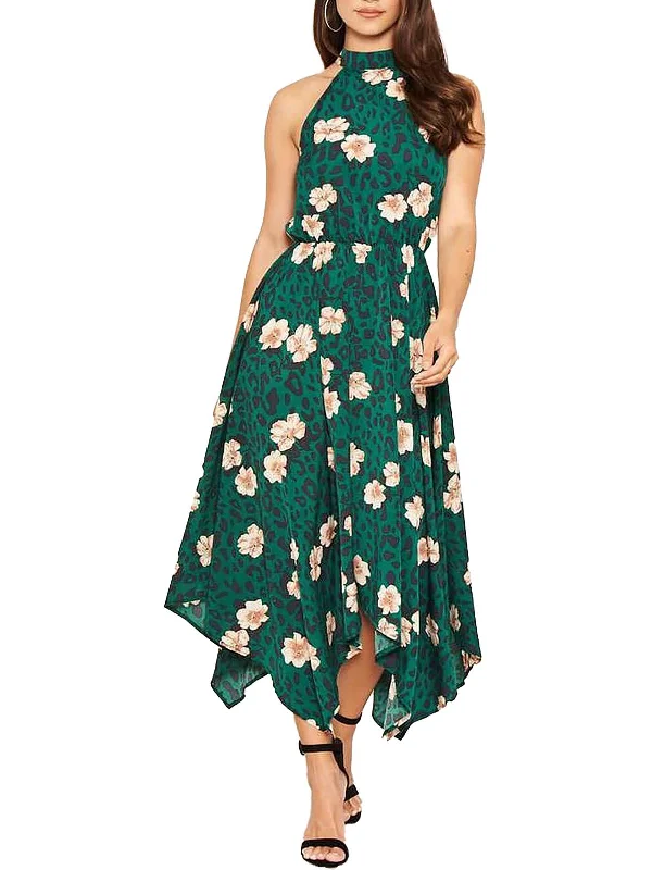 Juniors Womens Floral Sleeveless Maxi Dress