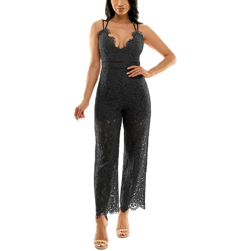 Bebe Womens Juniors Lace Straight Leg Jumpsuit