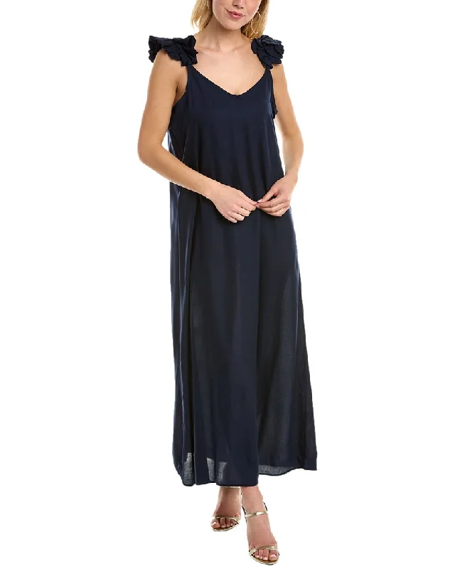 Vince Camuto Ruffle Shoulder Maxi Dress