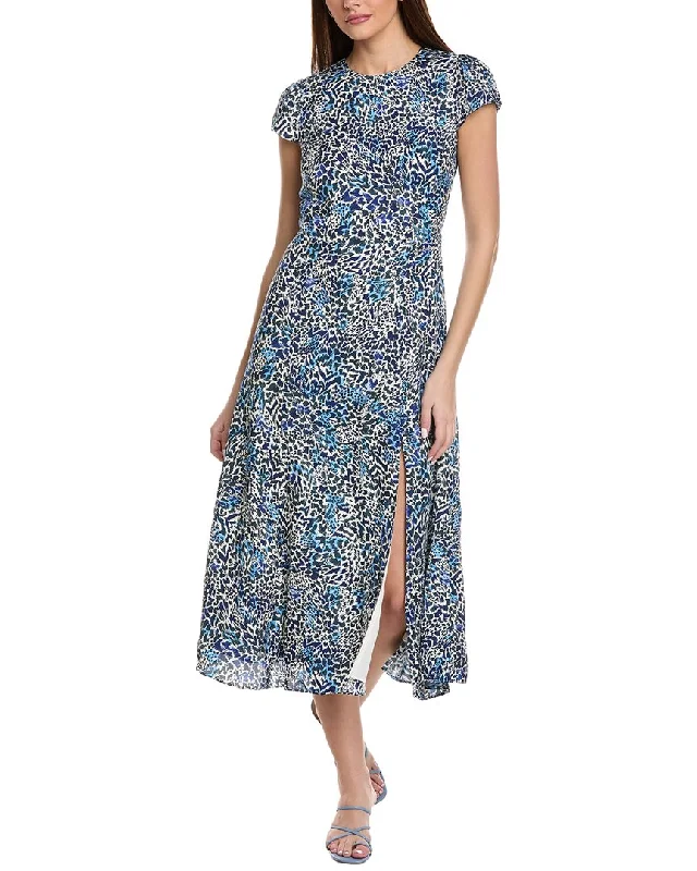 Reiss Livia Print Split Midi Dress