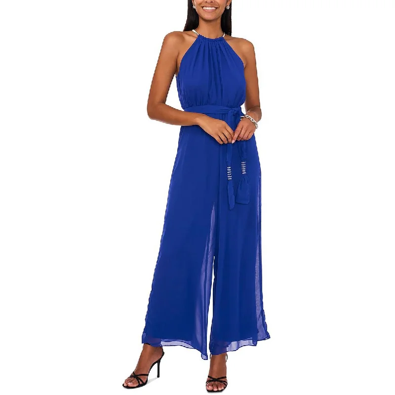 MSK Womens Chiffon Rhinestone Jumpsuit