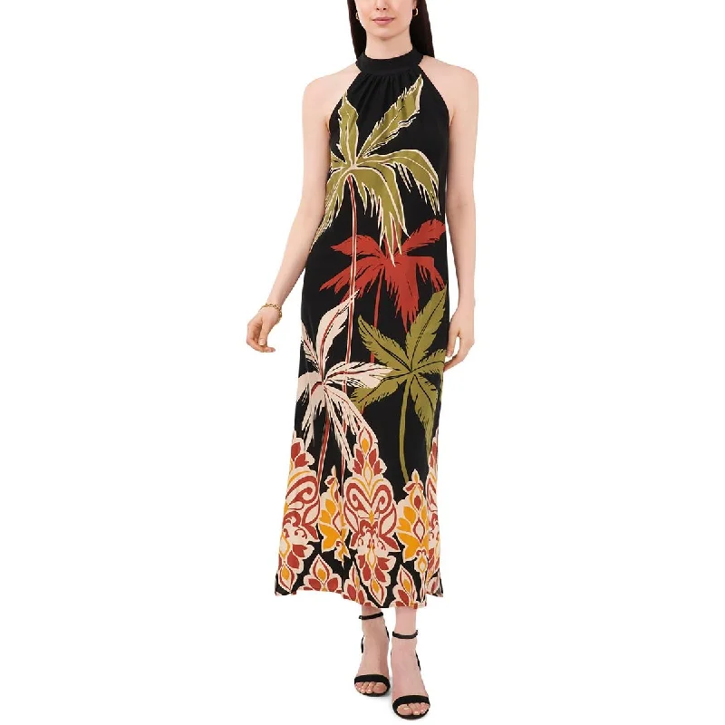 Womens Halter Slit Maxi Dress