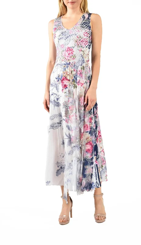 Paisley Bloom Maxi Dress In Blue Multi