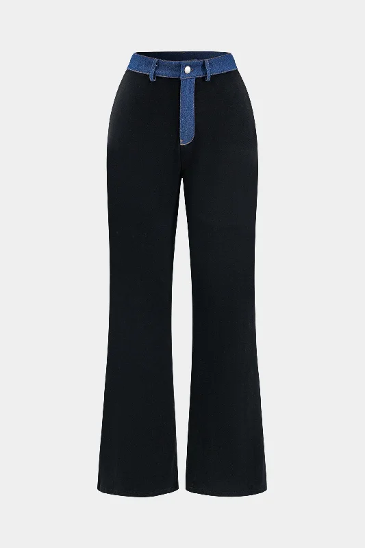 Denim Patchwork Pocket Trousers