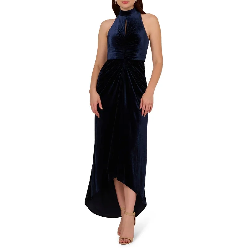 Womens Velvet Hi-Low Cocktail And Party Dress