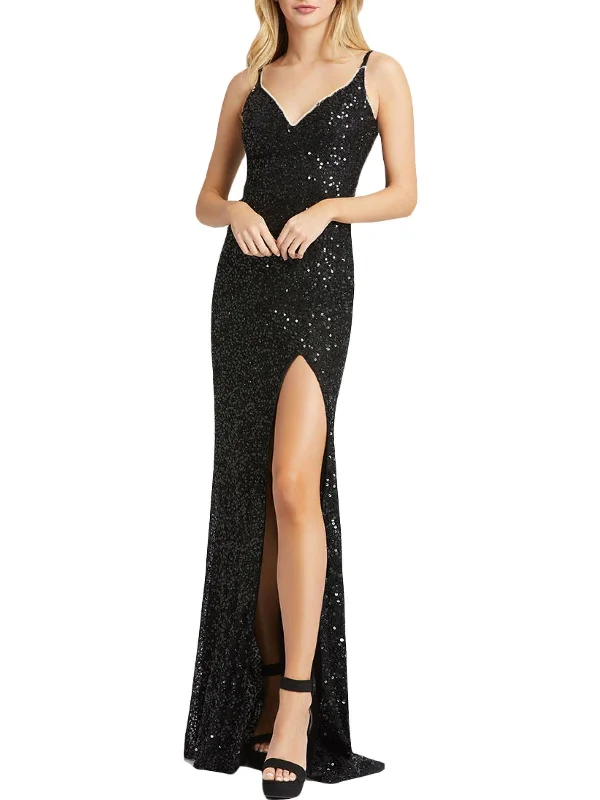 Womens Embellished Sleeveless Evening Dress