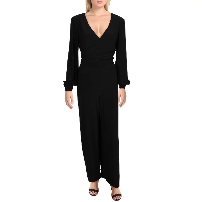 Adrianna Papell Womens Surplice Pintuck Jumpsuit